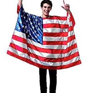 American Flag Cape Cloak Costume with Sleeves USA